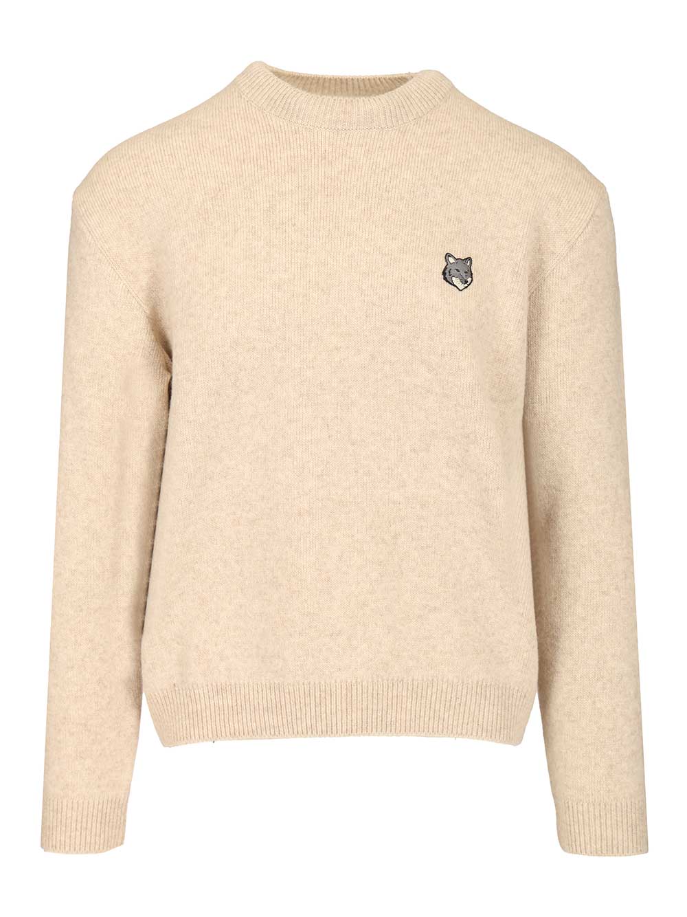 Maison KitsunÉ Lambswool Sweater Knitwear - Beige | f7fb867cf5a88eeb270363e002f65e65aebc4269
