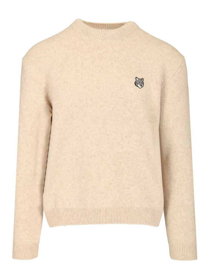 Maison KitsunÉ Lambswool Sweater Knitwear - Beige | f7fb867cf5a88eeb270363e002f65e65aebc4269