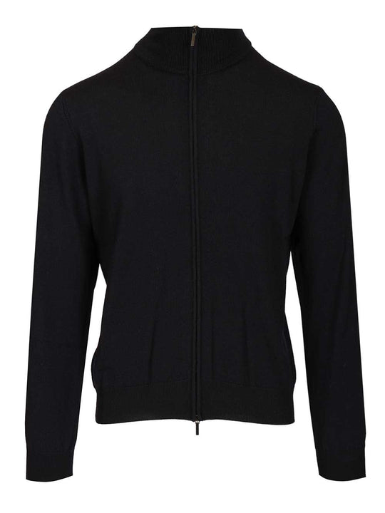 Zip-Up Cardigan Knitwear Blue