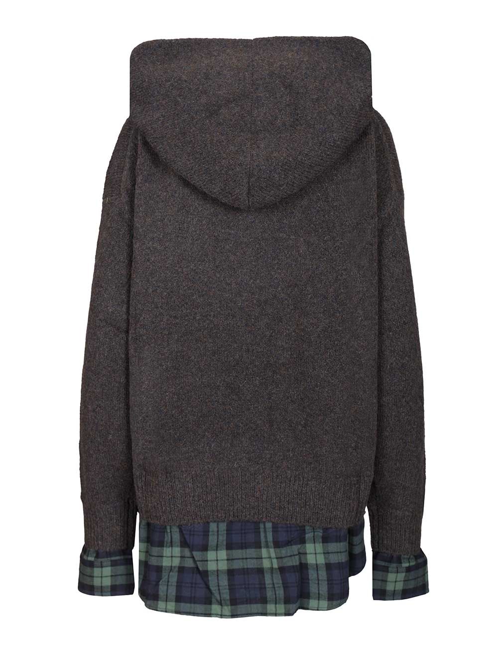 Acne Studios Layered Knitted Hoodie Sweatshirts - Grey | 4384ca29568579421dbb78f6176f721da1bf8cc8