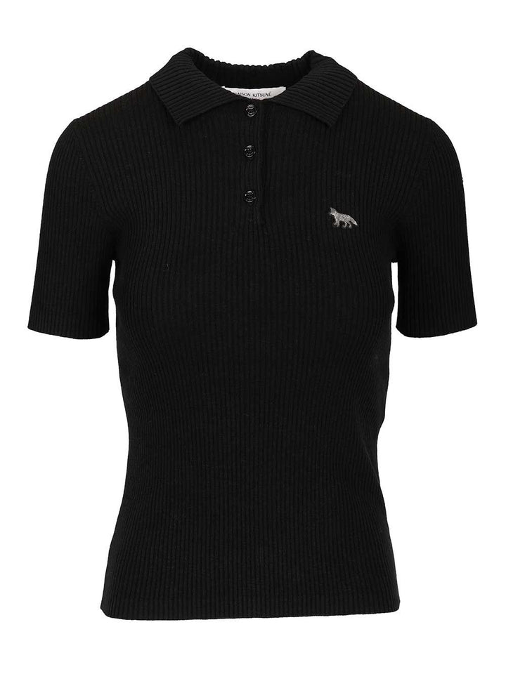 Maison KitsunÉ Wool And Cotton Polo shirt - Black | 7722f9e072e0f8204ed93bc49e53564e51a479c9