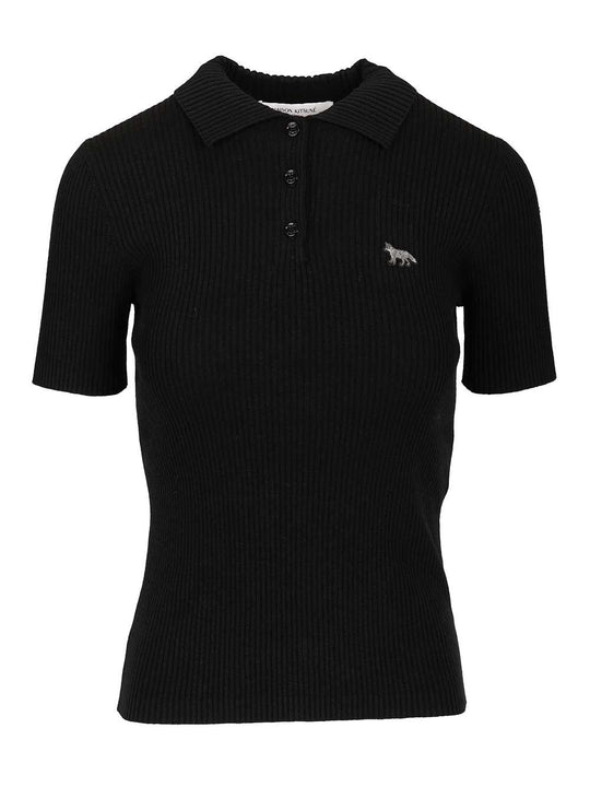 Wool And Cotton Polo Shirt Black