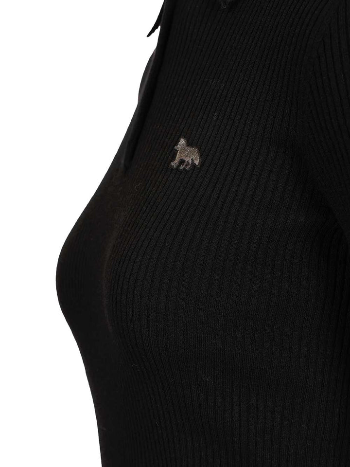 Maison KitsunÉ Wool And Cotton Polo shirt - Black | 691f3cd6ca54f28d9e4f49cbd9edfba07bb3dc59