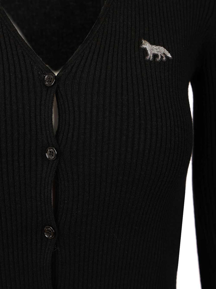 Maison KitsunÉ Fine Ribbed Cardigan Knitwear - Black | 72f3a923f50b5bd811ede715e0be7a7924c8313c