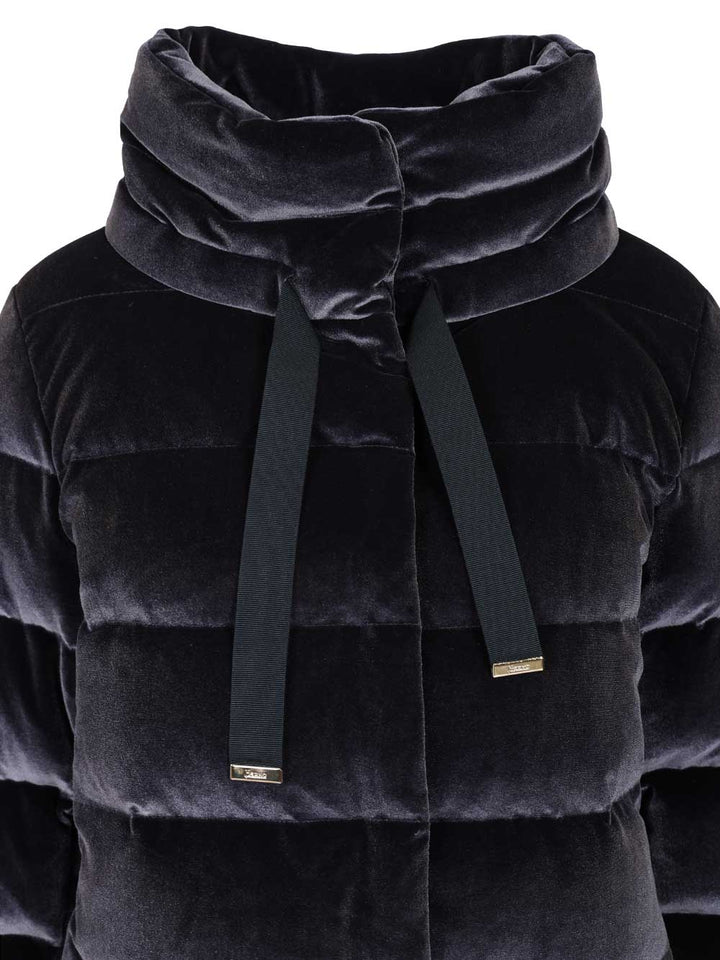Herno Smooth Velvet Down Jacket Coats - Blue | 828aa0e631d091d7eb9968269f6865427da8fd37