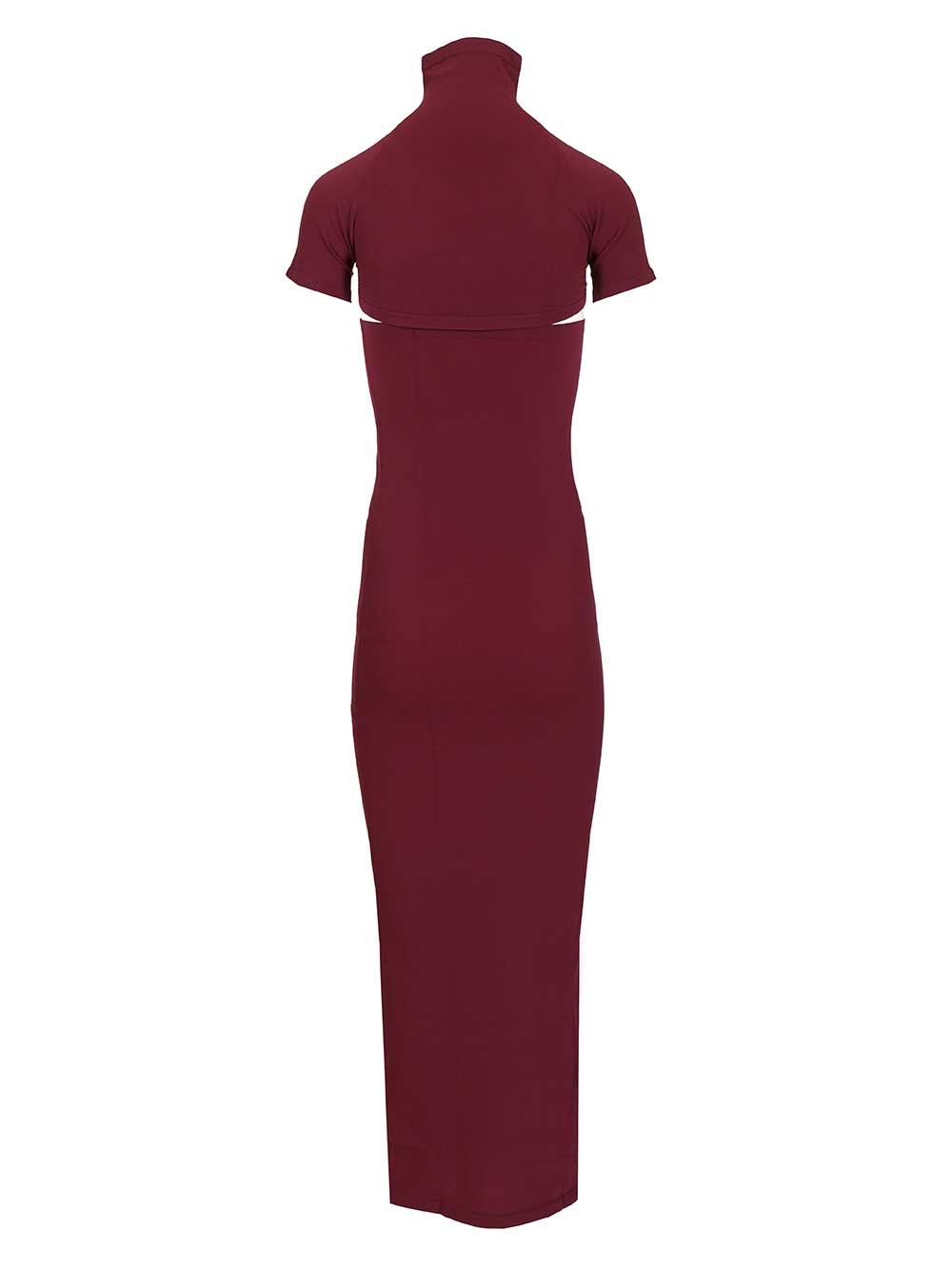 AlaÏA Fitted Knit Cut-Out Dress Dresses - Bordeaux | 22fc7ff7913db9557990d88775ffc8e37e73475f