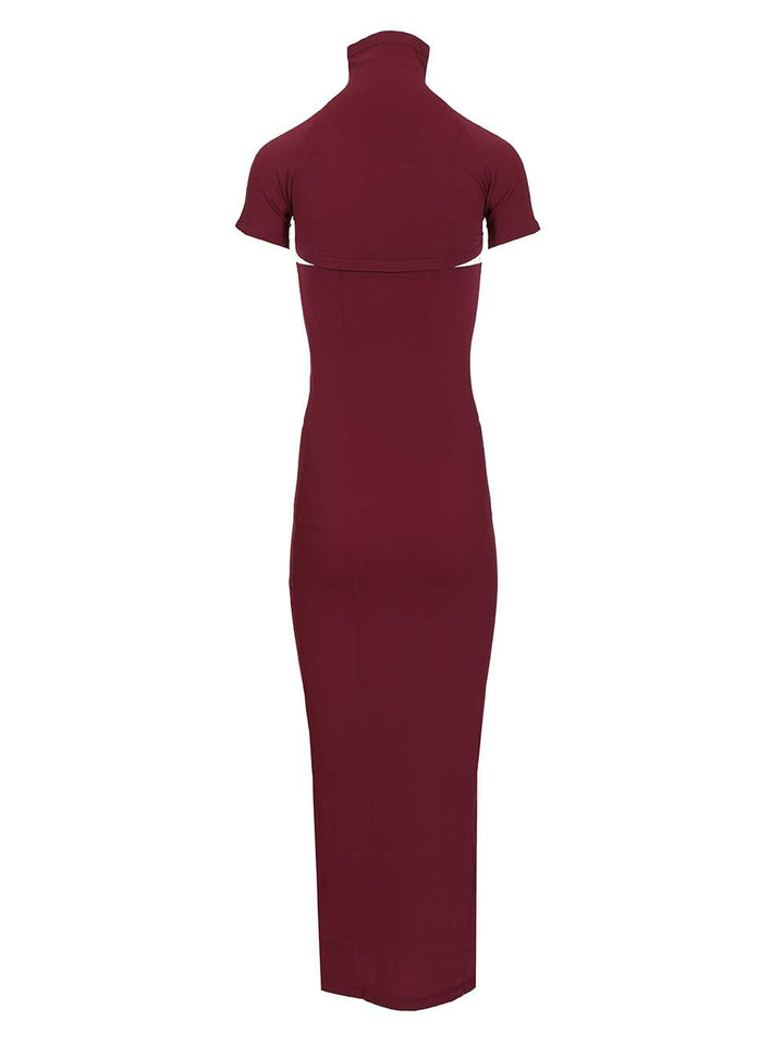 AlaÏA Fitted Knit Cut-Out Dress Dresses - Bordeaux | 22fc7ff7913db9557990d88775ffc8e37e73475f