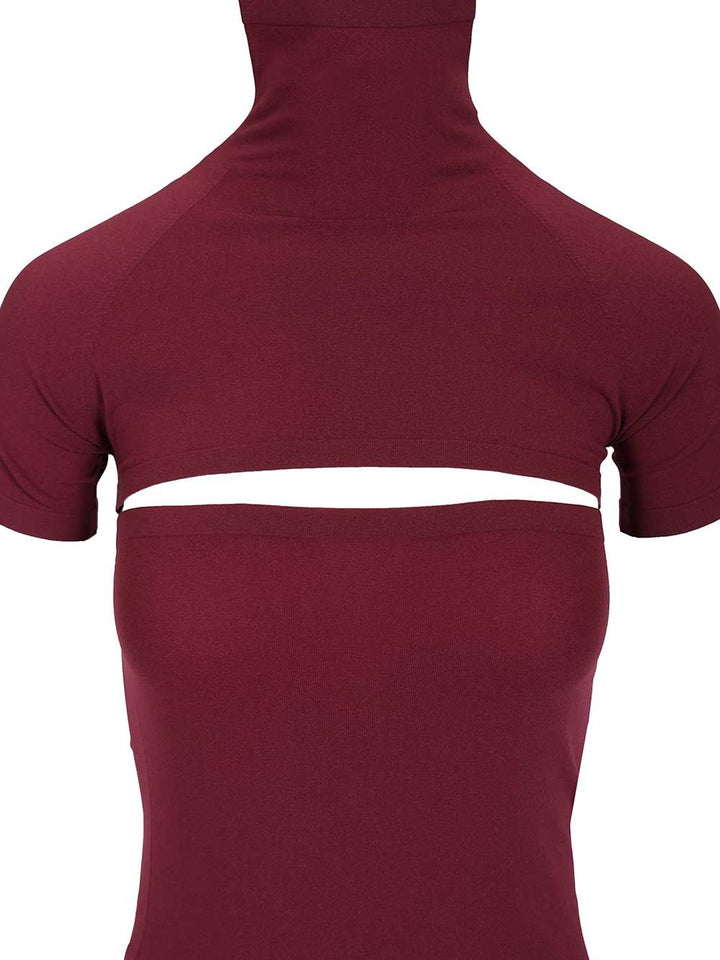 AlaÏA Fitted Knit Cut-Out Dress Dresses - Bordeaux | e9b53802d4093be625acdac178e9a64e4fa07cb7