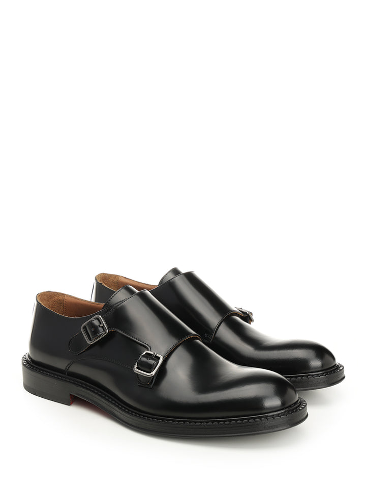 Corvari Black Brushed Leather Double Monk Loafers - Black | 64250c927bb341a9686cee021cc8ea98da2eb296