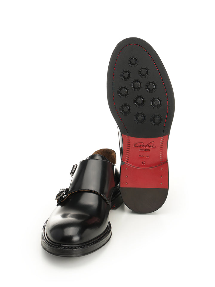 Corvari Black Brushed Leather Double Monk Loafers - Black | 2087db31ed9822472da68771453d74c3ece0c8f8