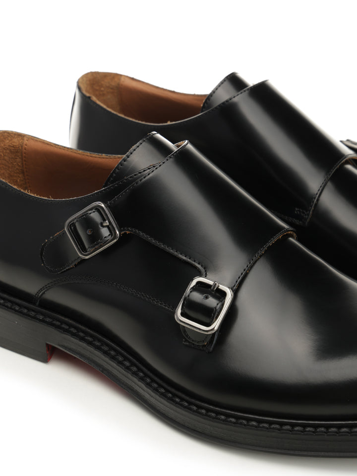 Corvari Black Brushed Leather Double Monk Loafers - Black | c0b638a830bfaca296fa93e352feebea24019bec