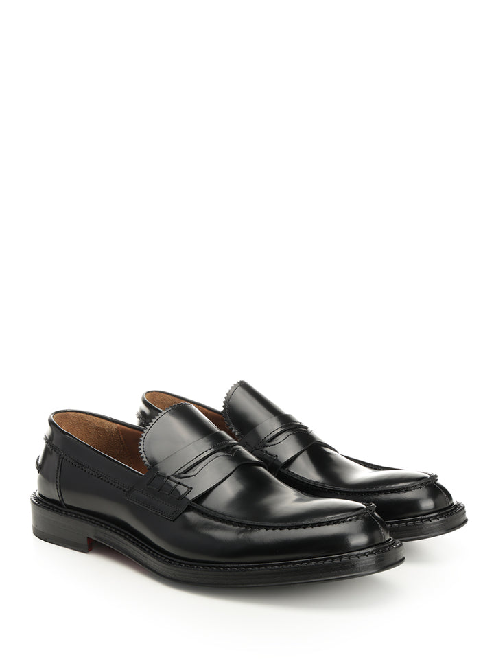 Corvari Black Brushed Leather Penny Loafer Loafers - Black | 528509f43b8aeb55df4c528b3c8b8a690a70c470
