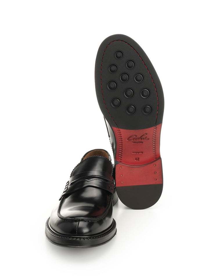 Corvari Black Brushed Leather Penny Loafer Loafers - Black | d4a32beb87cc6a7917e656ff5157d9c4039eaf63
