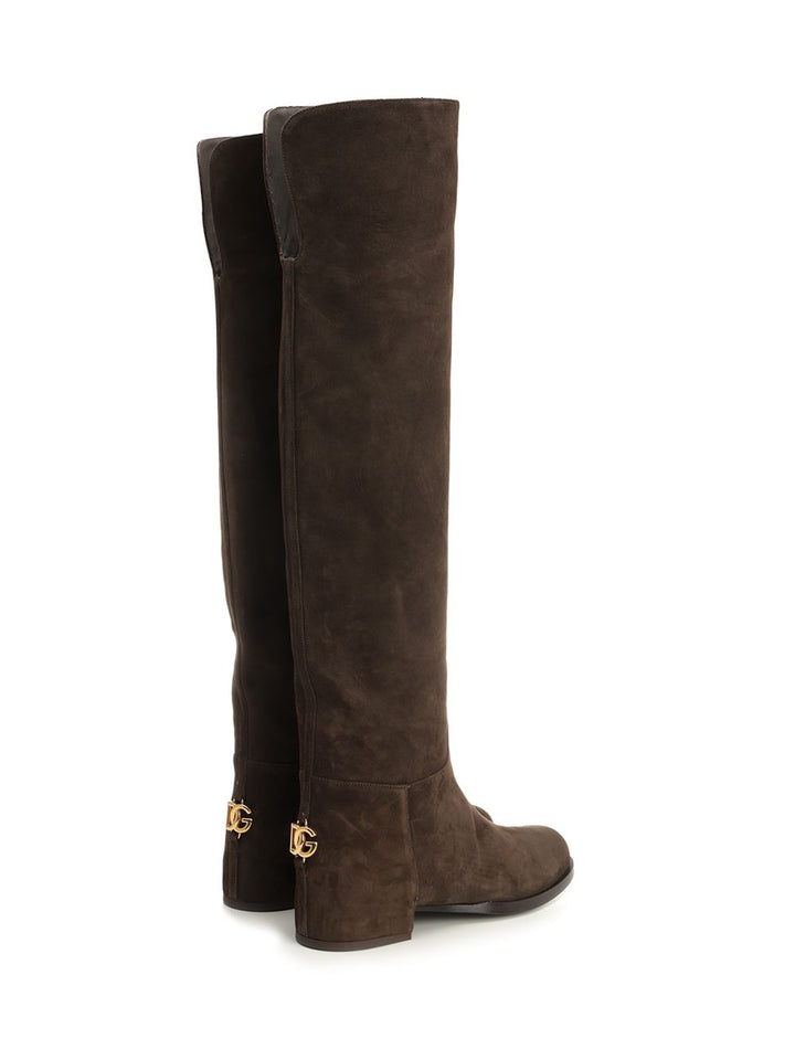 Dolce & Gabbana Lambskin Suede Boot Boots - Brown | 56926dc1a0613e297643a56330249511928c4585