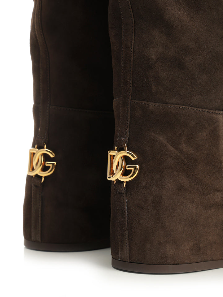 Dolce & Gabbana Lambskin Suede Boot Boots - Brown | c8e686efaa637d024ab82bbd21090e234341ed30