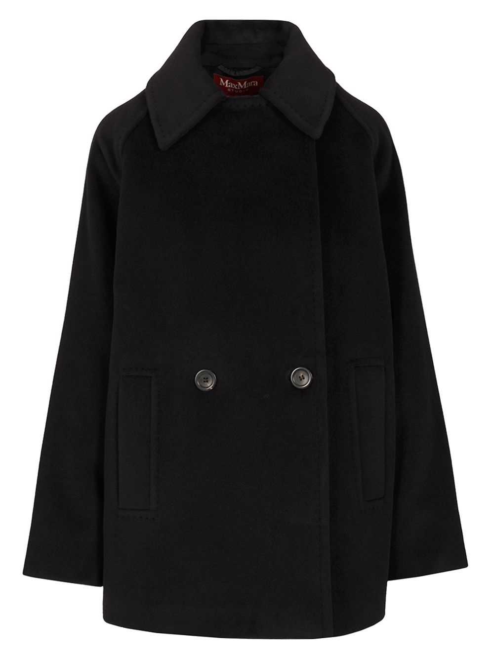 Max Mara Studio Double-Breasted Wool Pea Coat Coats - Blue | 1ed0d9f9e9aaaaf6d42f8c56281d97b465f54906