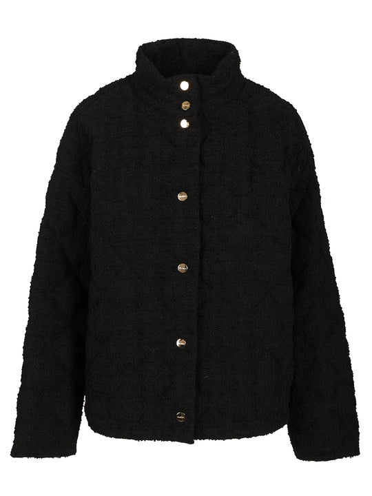 Down Jacket In A Wool And Cotton Bouclé Coats Black