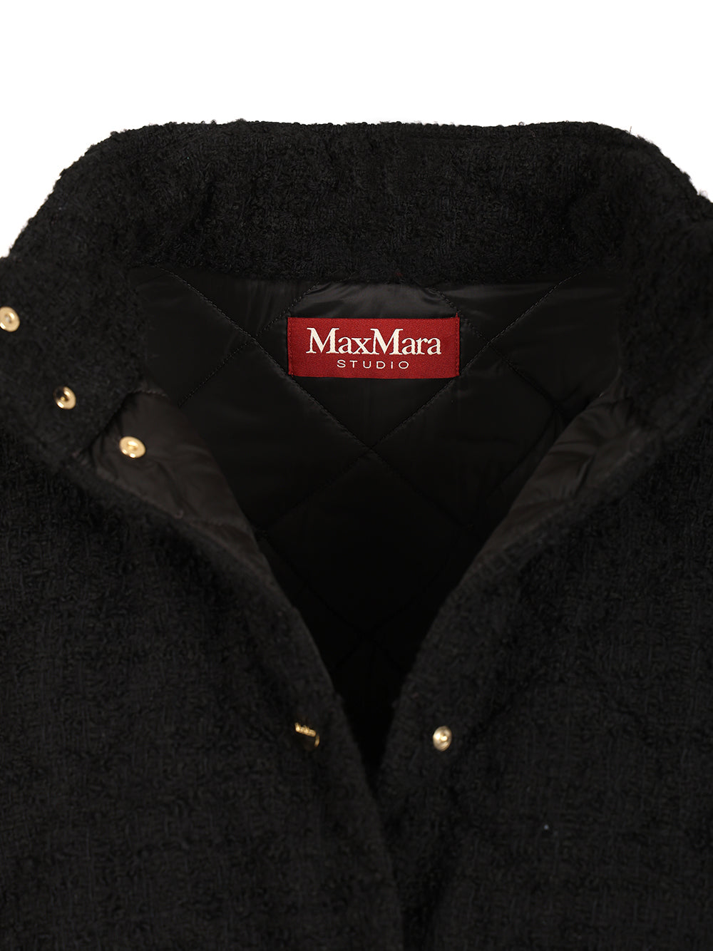 Max Mara Studio Down Jacket In A Wool And Cotton Bouclé Coats - Black | da4e4e278ceeea00ca060f75f23b76aead654090