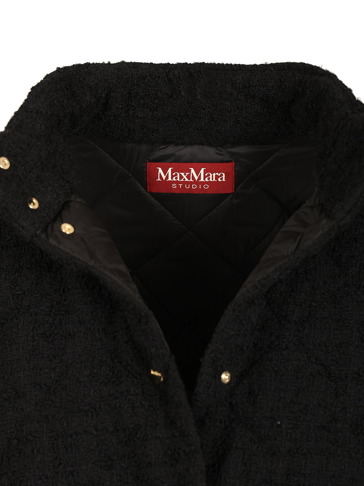 Max Mara Studio Down Jacket In A Wool And Cotton Bouclé Coats - Black | da4e4e278ceeea00ca060f75f23b76aead654090