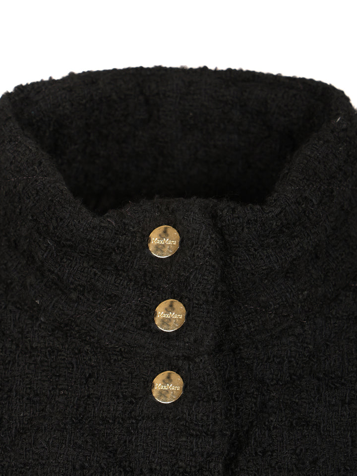 Max Mara Studio Down Jacket In A Wool And Cotton Bouclé Coats - Black | 630c04d18b72217d486a5480f00e6b33c0136d71