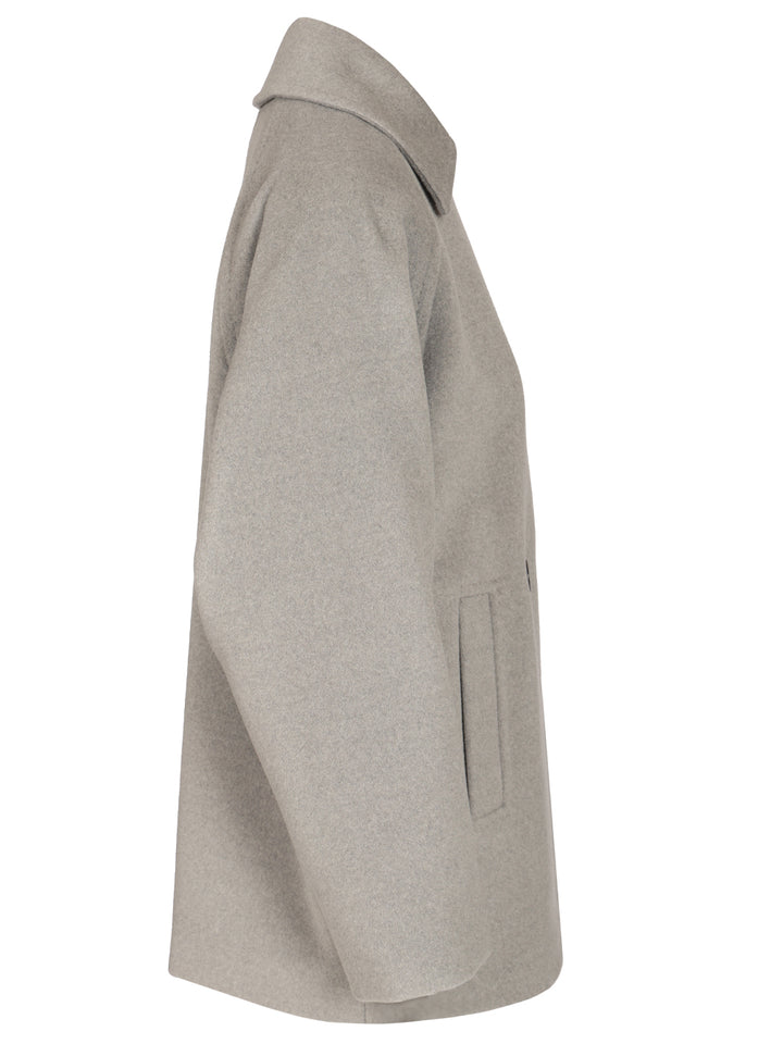 Max Mara Studio Double-Breasted Wool Pea Coat Coats - Grey | 8f64f0af55be59426bab6f6aa9101d694dfcb8db
