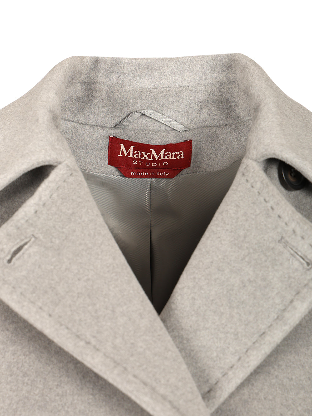 Max Mara Studio Double-Breasted Wool Pea Coat Coats - Grey | 9bc9b42c07b35d06d32ace8eb7c398a63a0496d7