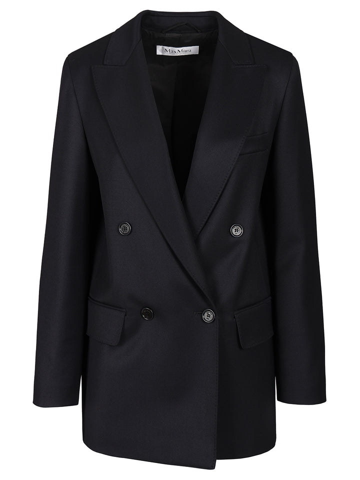Max Mara Double-Breasted Wool Blazer Jackets - Blue | bc8af21901efb7cd0854ad0b6397dc3327387f9e