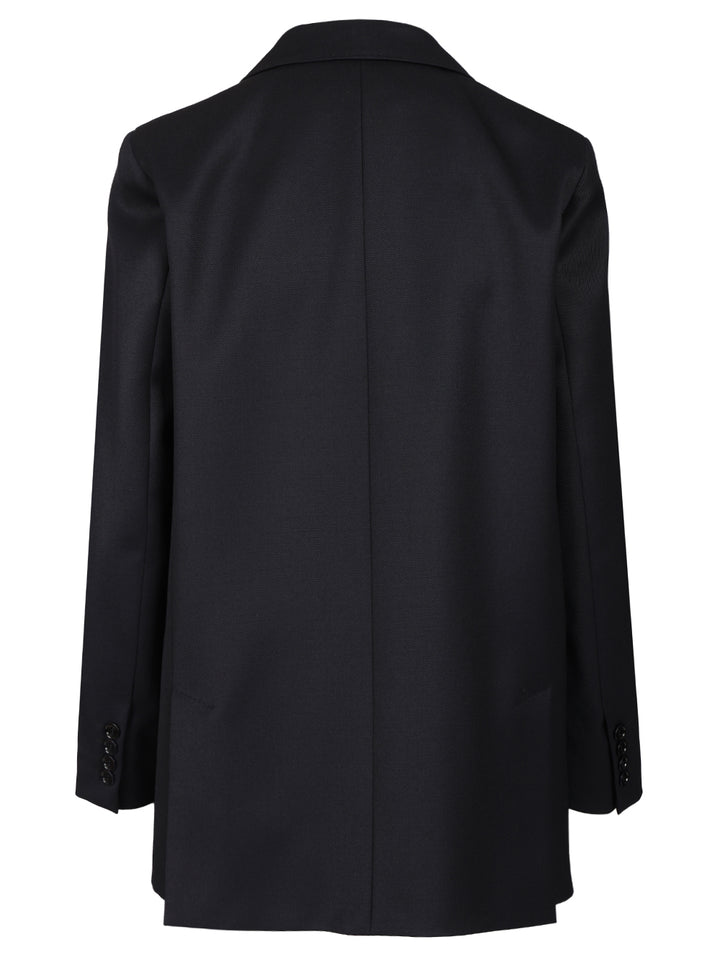 Max Mara Double-Breasted Wool Blazer Jackets - Blue | 0a56393e7573e4b7d6db40551ae5d2526f741fdb