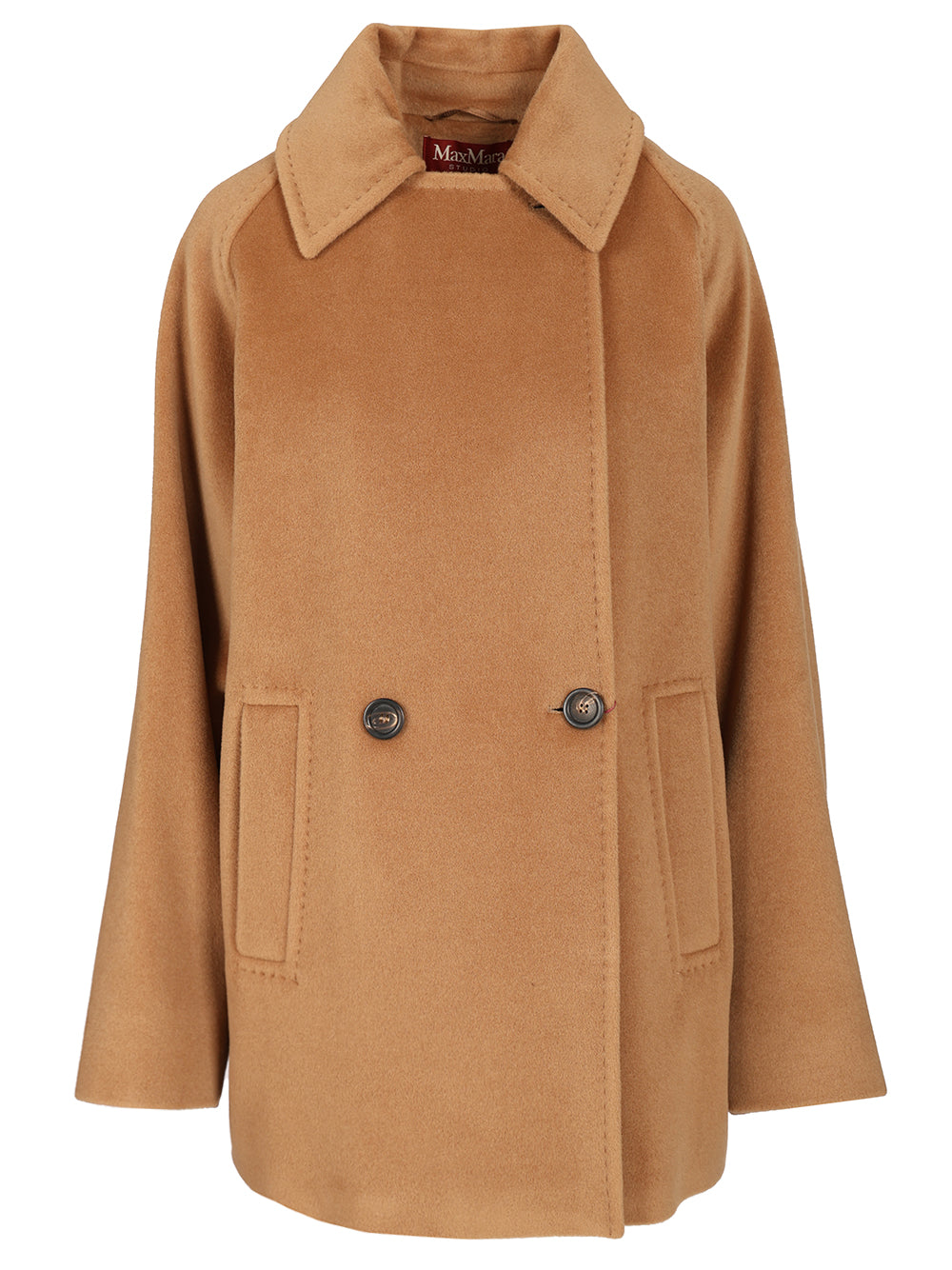 Max Mara Studio Double-Breasted Wool Pea Coat Coats - Beige | 3a00892cef4b4edc3707e7ed6f32a5f5ac8b2130