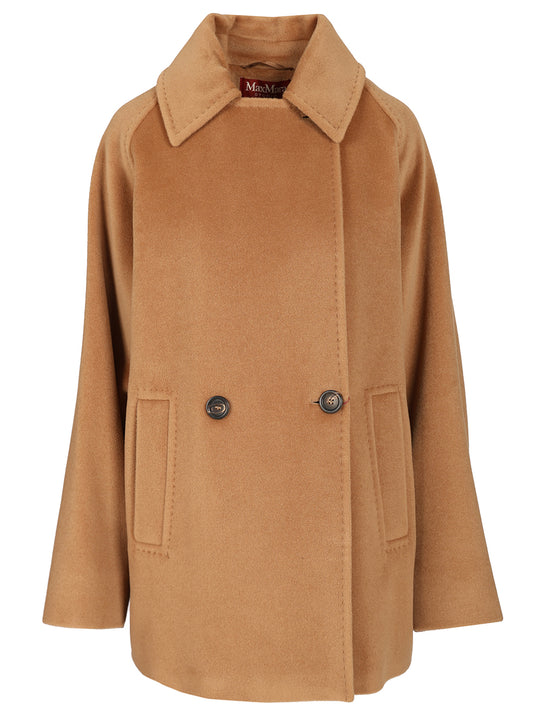 Double-Breasted Wool Pea Coat Coats Beige
