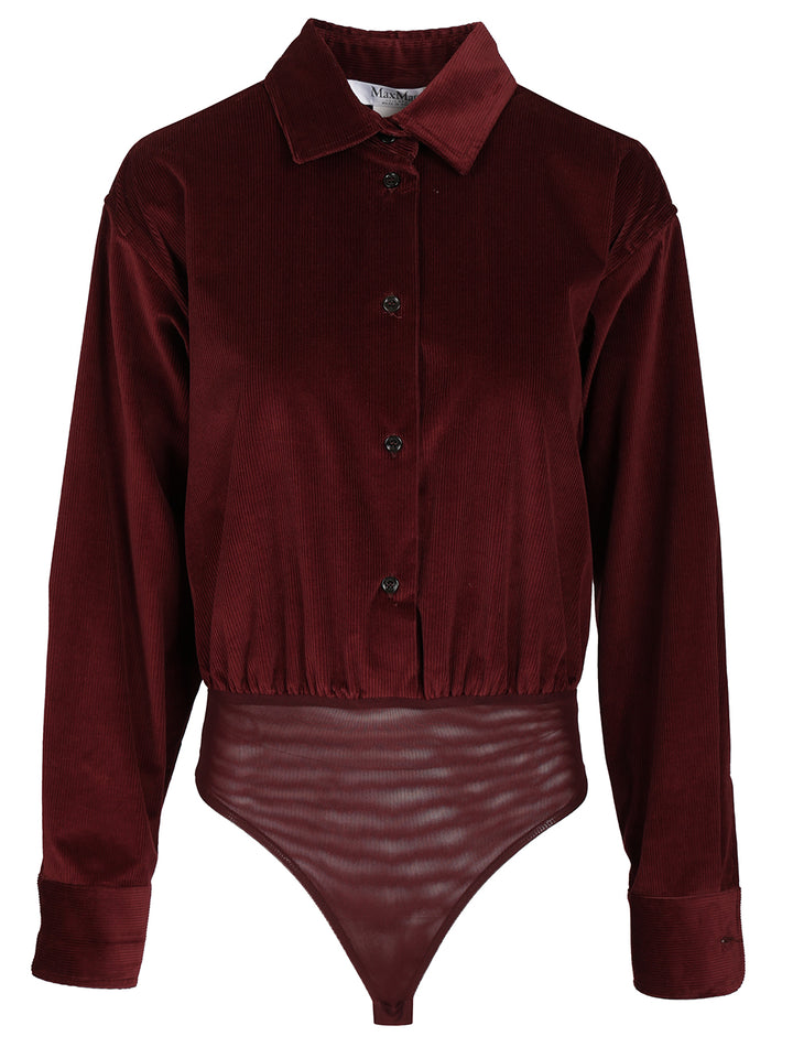 Max Mara Velvet Shirt Bodysuit Shirts - Bordeaux | 6ac3423d43a9b00b6fa75826bb807eb569c1fd6c