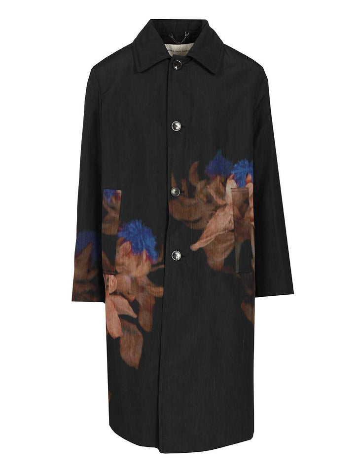 Dries Van Noten Printed Wool-Blend Coat Coats - Black | c1d7c8e92a460d1a742901be7b0ab12391295a3d