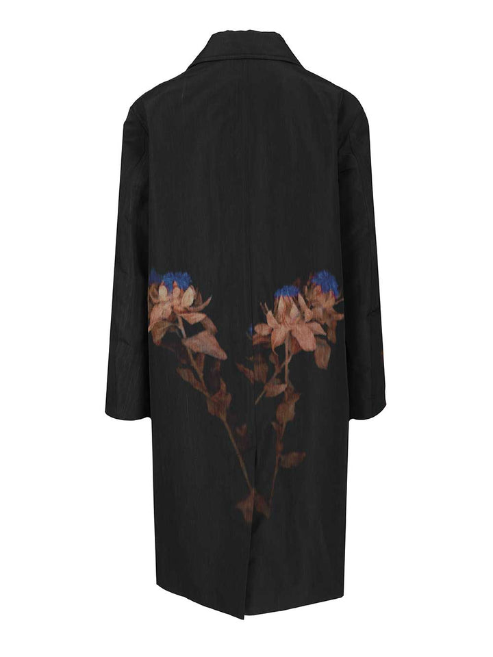 Dries Van Noten Printed Wool-Blend Coat Coats - Black | e6a227ec1cb43f27898de5dd3a0fe55040dd35b9