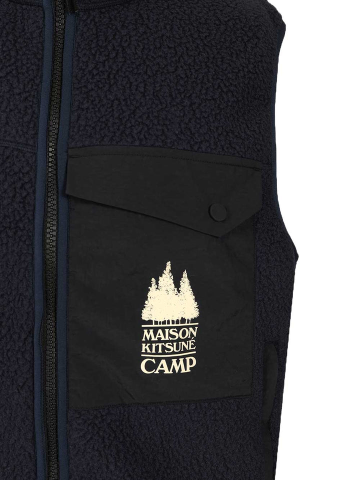 Maison KitsunÉ Fleece Vest Jackets - Blue | c5e82cc8b803297799366335c2af23b05505fa78