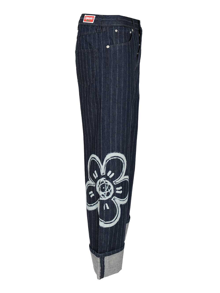 Kenzo Kenzo X Futura 2000 Cuffed Jeans - Blue | e116fd630b0dbaae37da6be6b8ec6143041da90c