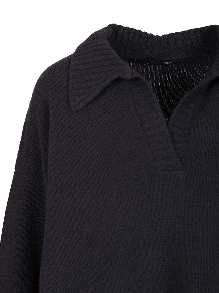 Weekend Max Mara Wool Yarn Polo Shirt Knitwear - Blue | 86bdba779e45bf6a2ff285b899921bde380083d7