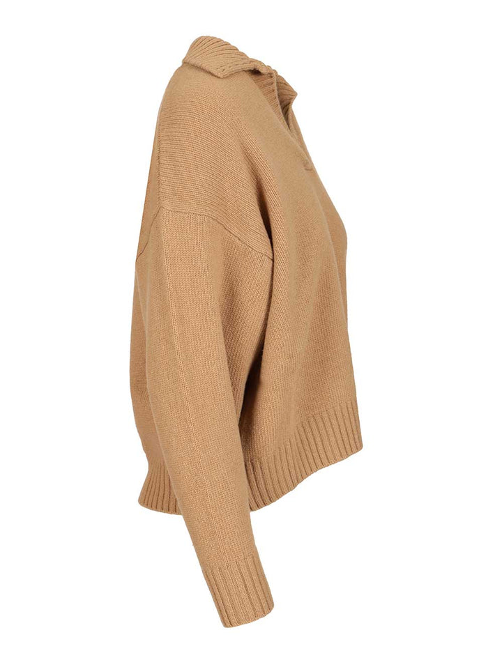 Weekend Max Mara Wool Yarn Polo Shirt Knitwear - Brown | ec7ea6bd4d64ee278b1470affb71d12223a9ab39