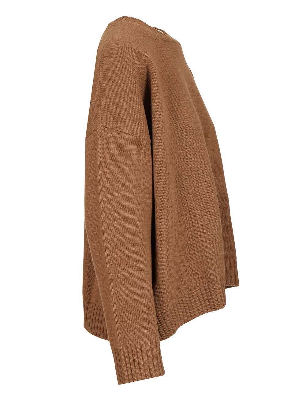 Weekend Max Mara Crew Neck Sweater In Wool Yarn Knitwear - Brown | fad8930a08519aa37d42379eb1862cdc7b2b236c