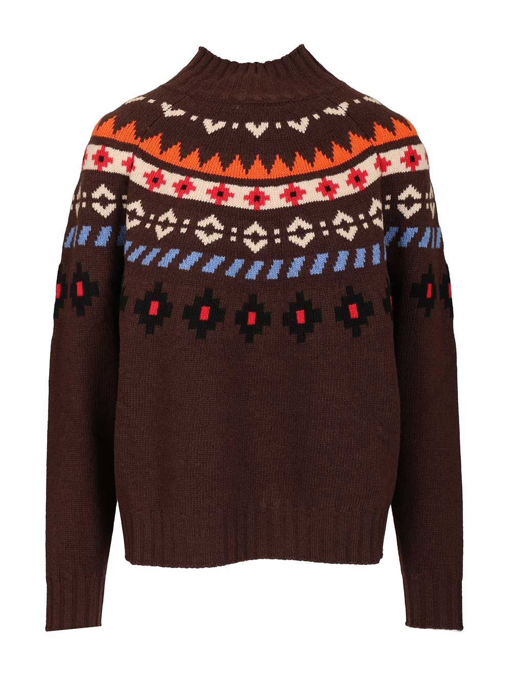 Weekend Max Mara Jacquard Wool Sweater Knitwear - Brown | 67fdc9c9dafed3ddeaac68b5d60dfe6407b2d93e