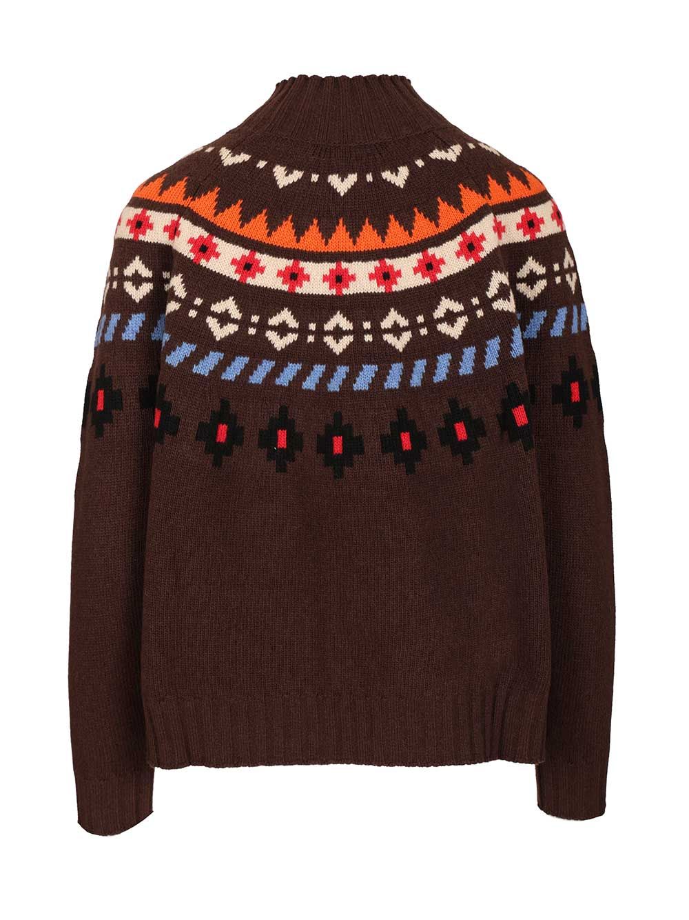 Weekend Max Mara Jacquard Wool Sweater Knitwear - Brown | e2653f17f06946141c788706b61bab7f826f9ec0