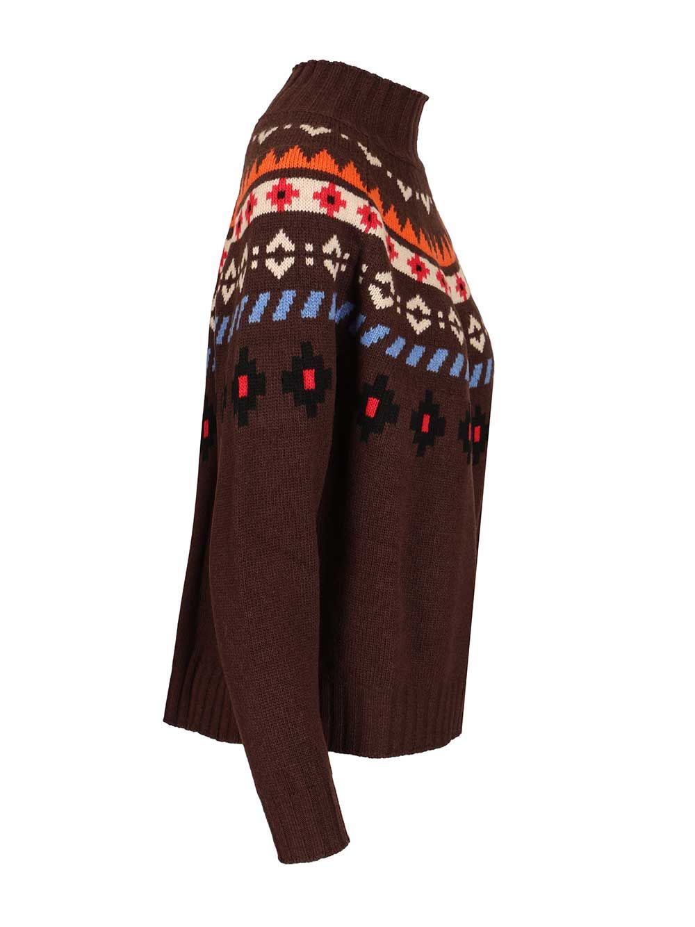 Weekend Max Mara Jacquard Wool Sweater Knitwear - Brown | 45bd03d5e90f79b57db44bb8ca300032866061a8
