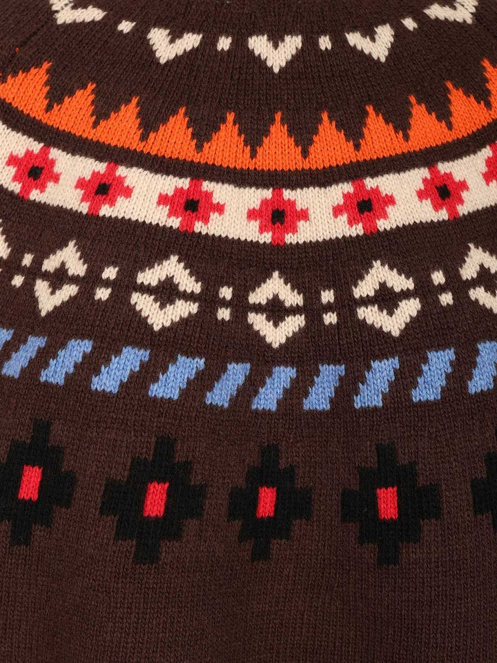 Weekend Max Mara Jacquard Wool Sweater Knitwear - Brown | 1f4c3ccf9a3c6a664f2f082cdd82f999af42bc16