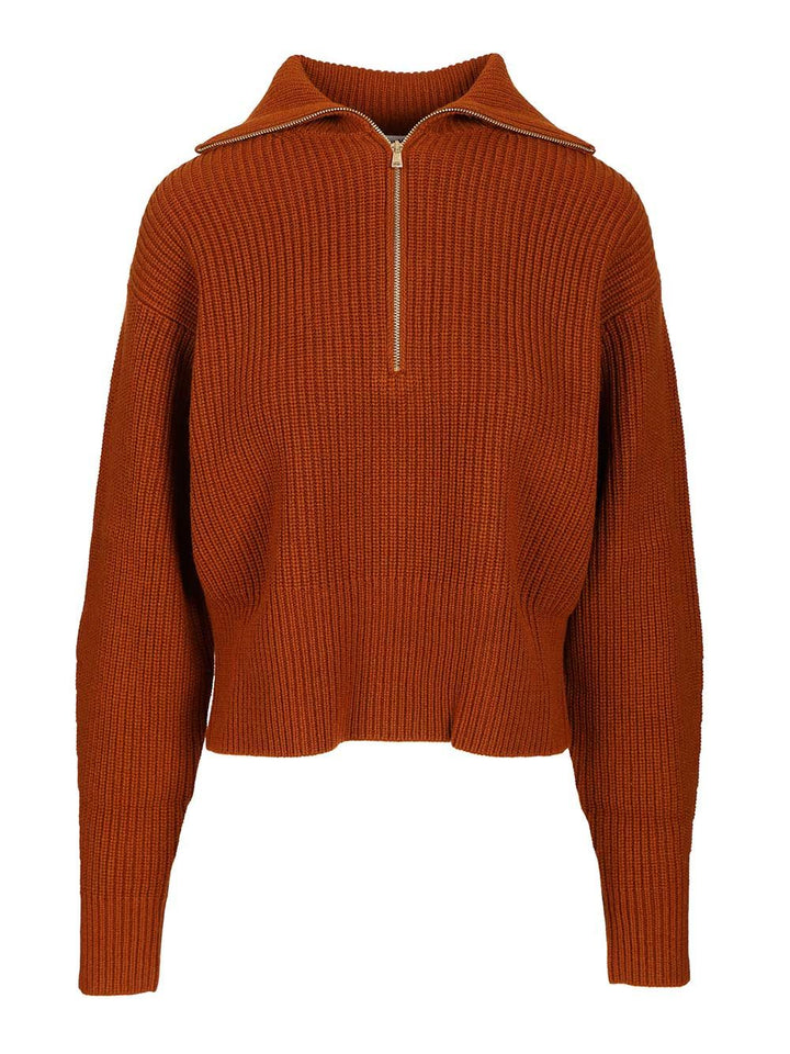 Max Mara Zip-Up Sweater Knitwear - Brown | e993e1342c44f2df21aec4015d9b7ea54ce3cb21