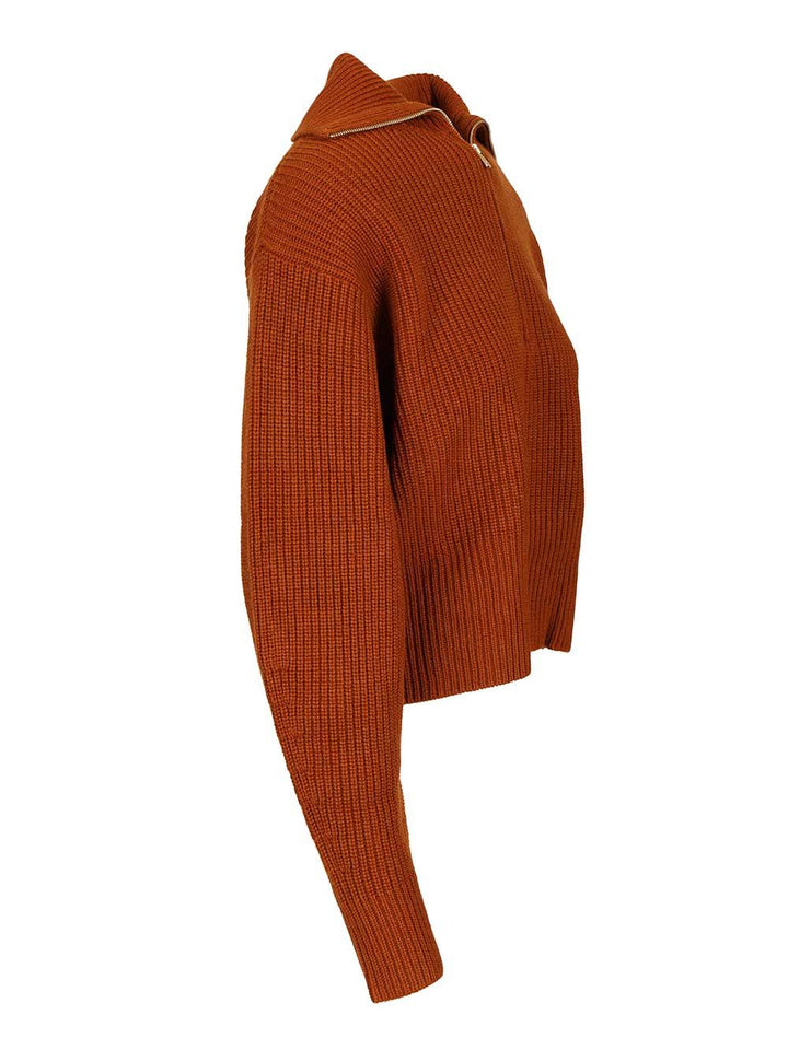 Max Mara Zip-Up Sweater Knitwear - Brown | 8d456654867fc6e28e547229a212704c548674ff