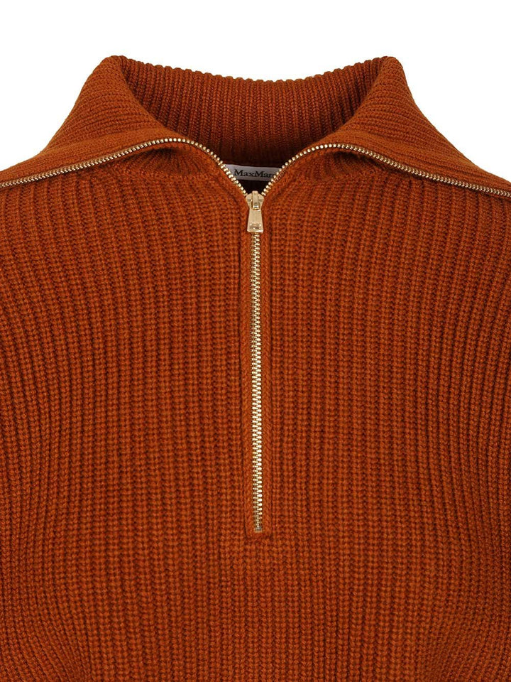 Max Mara Zip-Up Sweater Knitwear - Brown | cc4a40d0c0b8b77288673ca9e71e94f48e2a8d46
