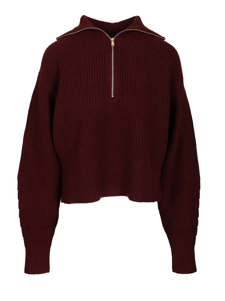 Max Mara Zip-Up Sweater Knitwear - Bordeaux | aac4b80679aca08bc25a155f4ee2bef953ddced2