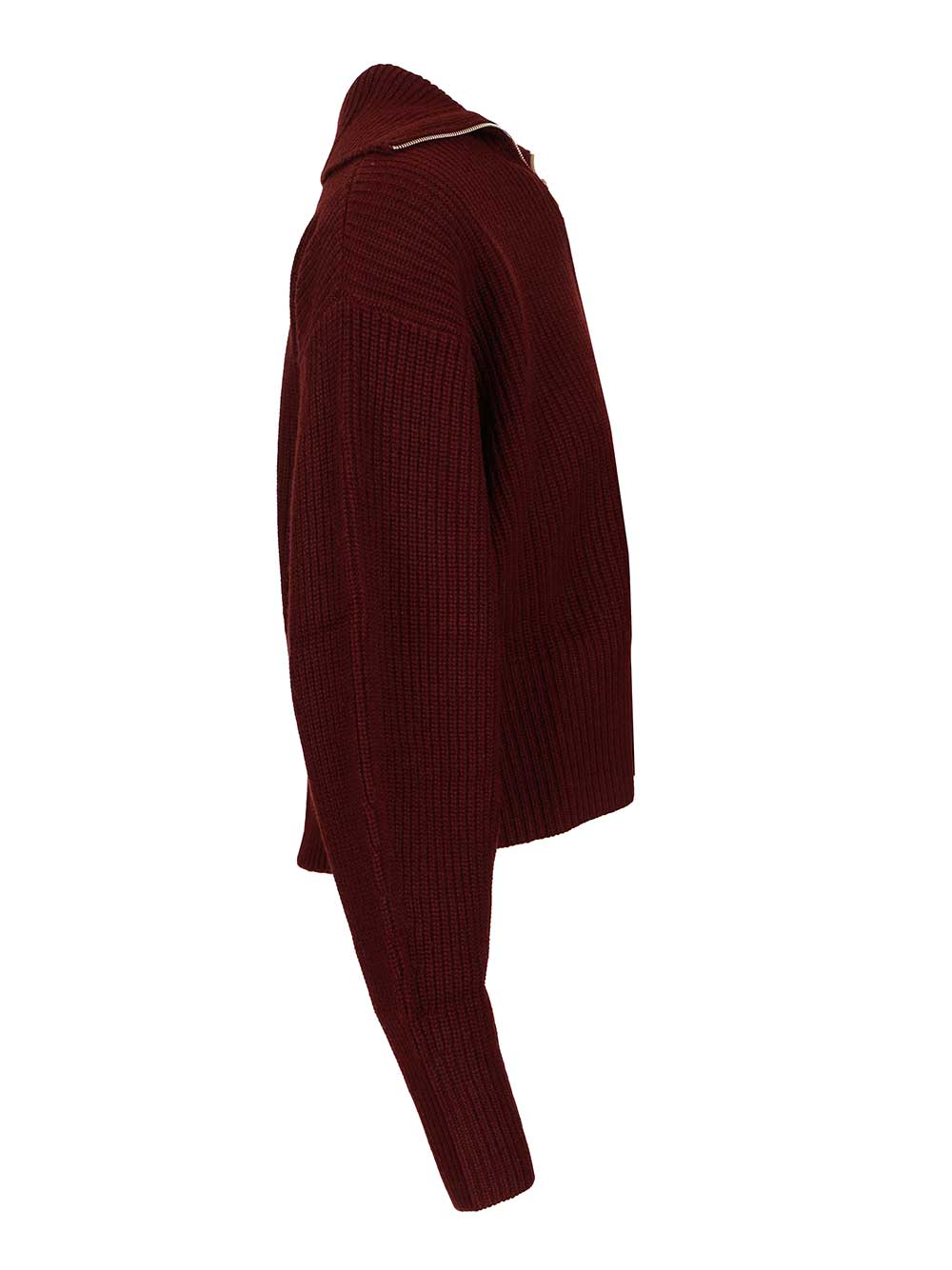 Max Mara Zip-Up Sweater Knitwear - Bordeaux | fdb62295c6c341a8bc91f7506dbb50a42bffe2dc