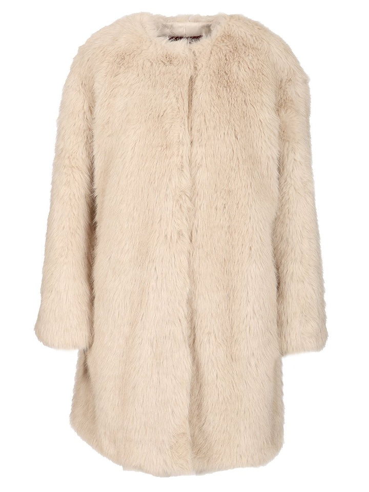 Max Mara Studio Coat In Faux Fur Effect Fabric Coats - White | cfb3e4b8f755ace95bbb61154db1fcb7ff0453b0