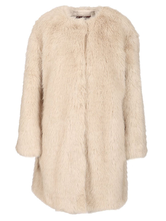 Coat In Faux Fur Effect Fabric Coats White