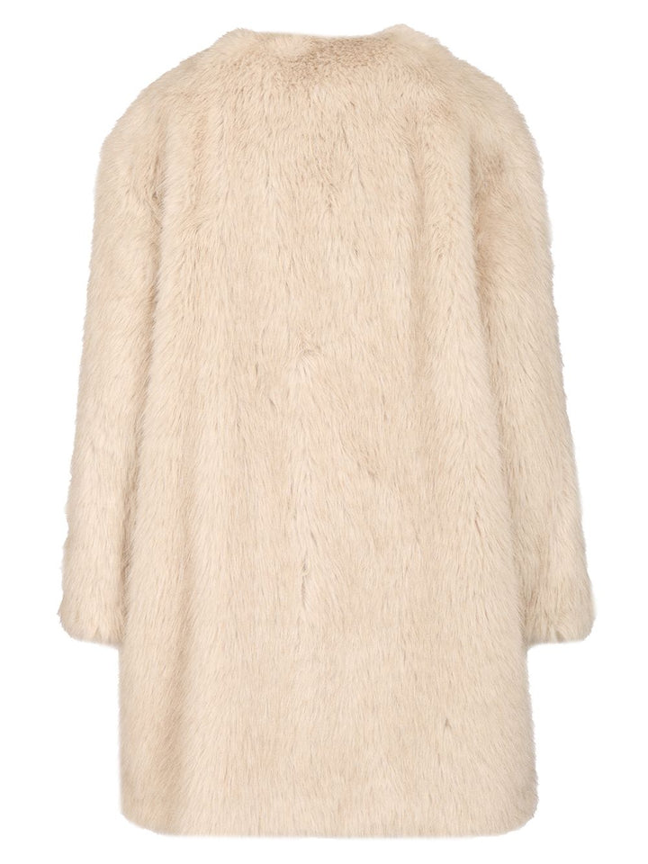 Max Mara Studio Coat In Faux Fur Effect Fabric Coats - White | b331abc3260b32de3dcc6610b14a86e81d3abfbf